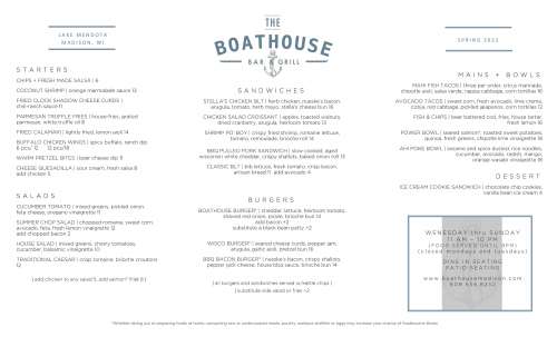 The Boathouse Kitchen & Bar Menu
