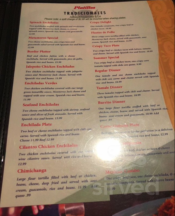 Menu - San Antonio TX's Matamoros Restaurante Y Cantina | Sirved