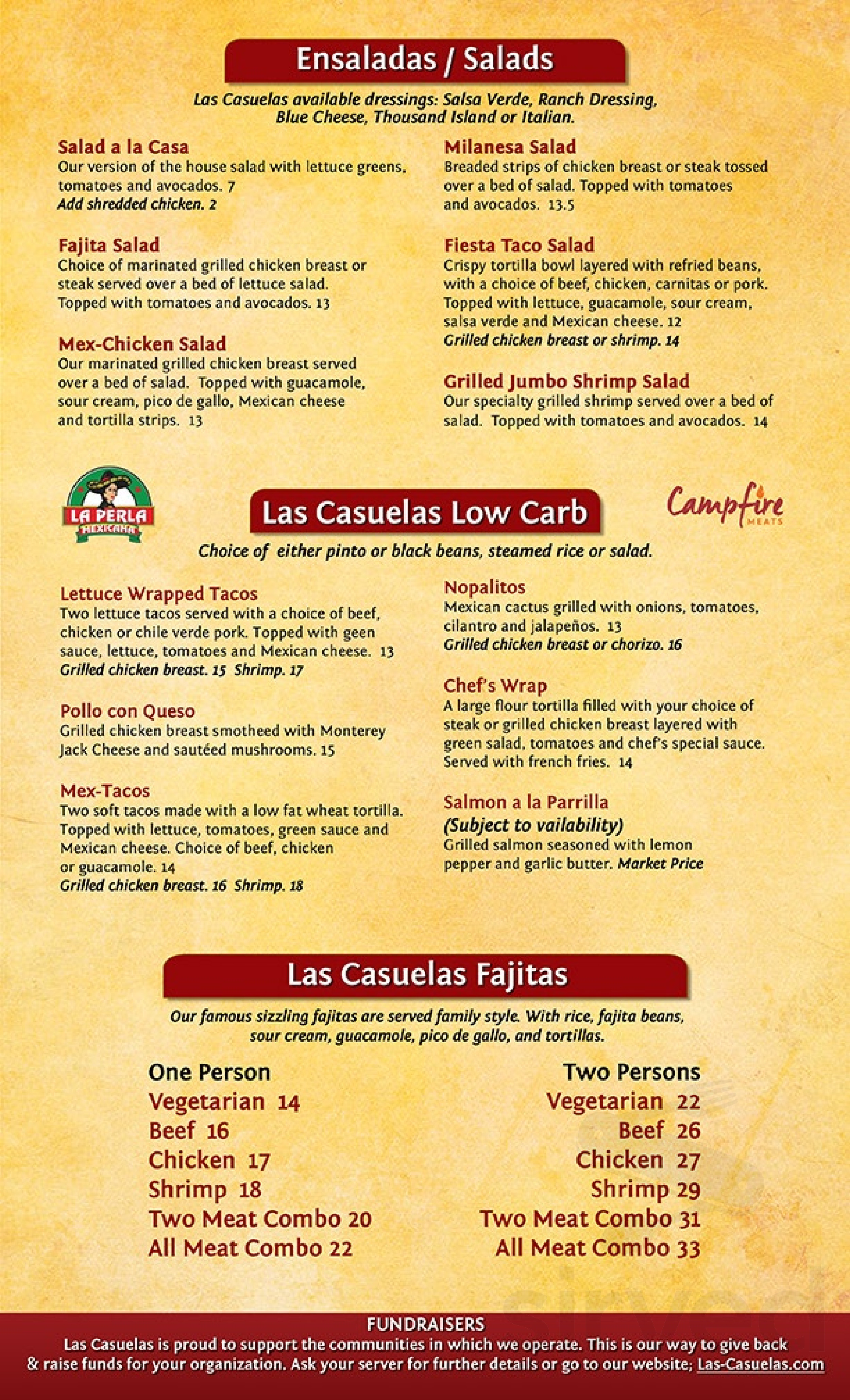 Menu - Manteca CA's Las Casuelas | Sirved