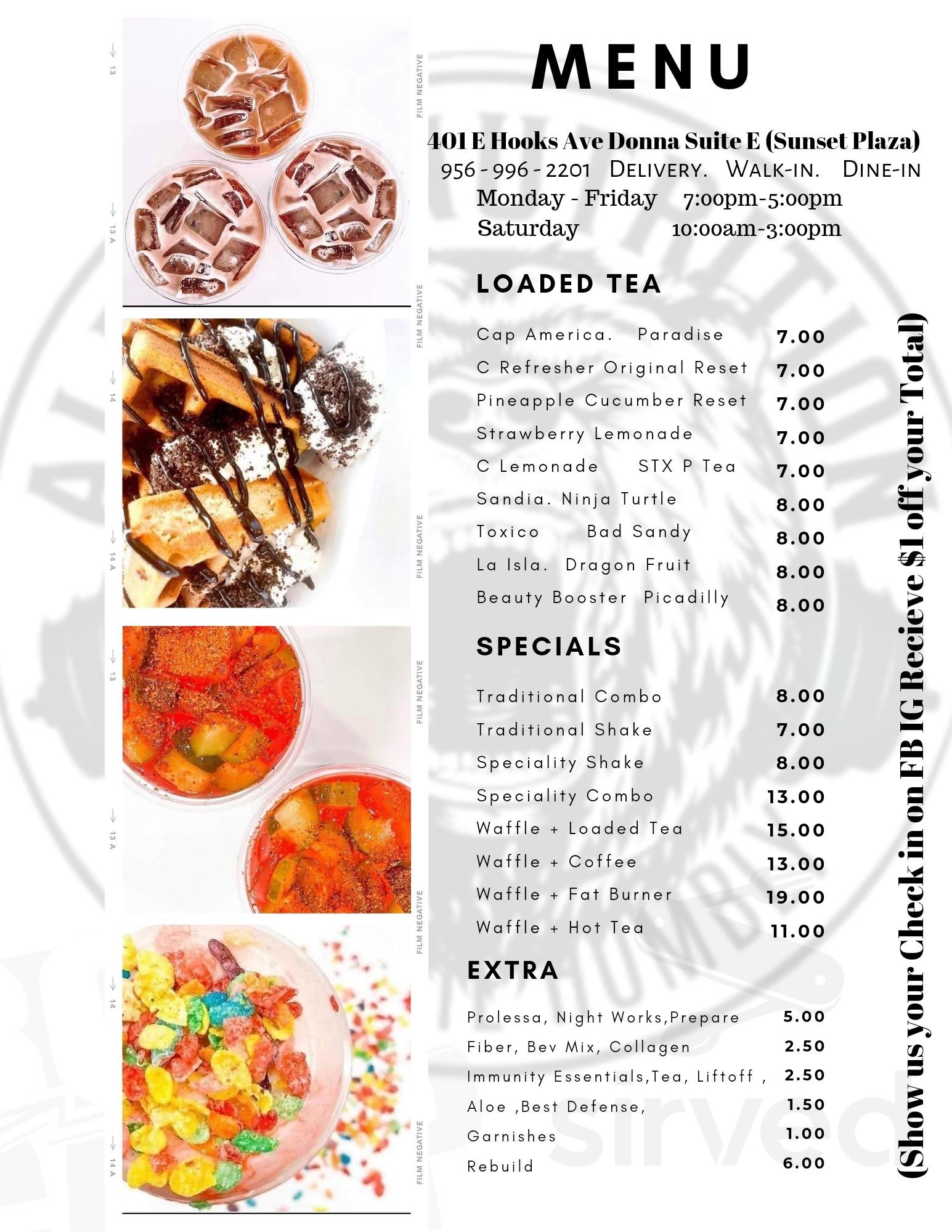 Alpha Nutrition menu in Donna, Texas, USA