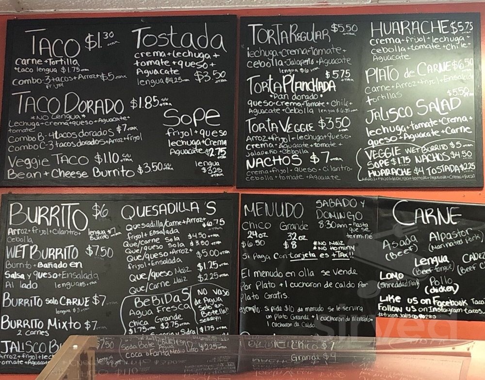 Tacos Jalisco menu in South Gate, California