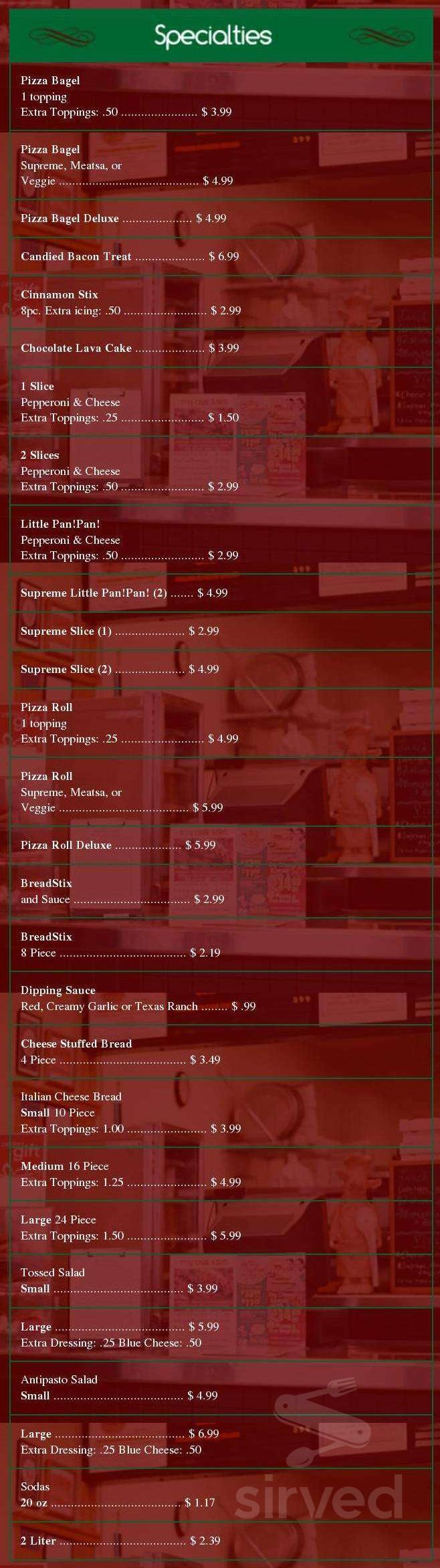 Big Cheese Pizza menu in Ogdensburg, New York, USA