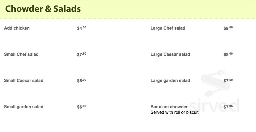 Peakes Tee menu in Mount Stewart, Prince Edward Island, Canada