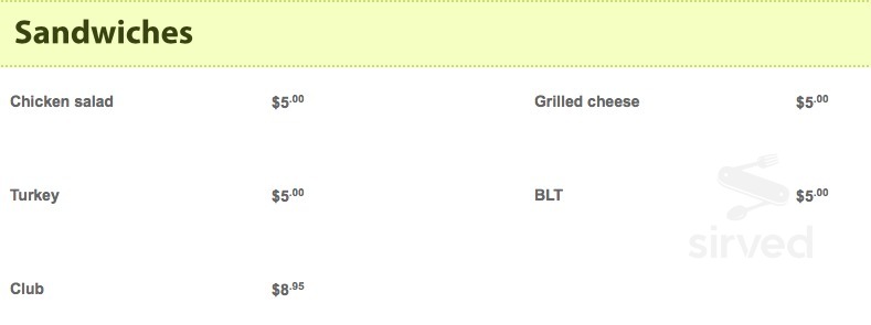 Peakes Tee menu in Mount Stewart, Prince Edward Island, Canada