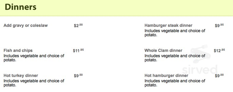Peakes Tee menu in Mount Stewart, Prince Edward Island, Canada