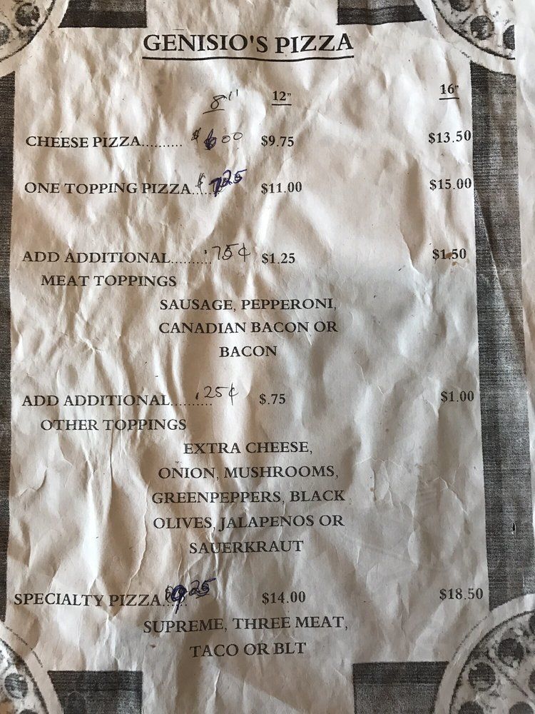 Genisio's menus in Woodhull, Illinois, United States
