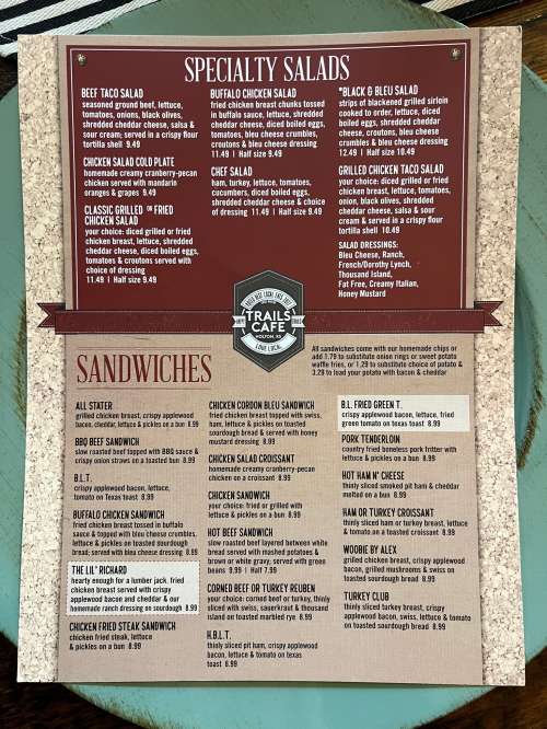Trails Café & Café Catering menu in Holton, Kansas, USA