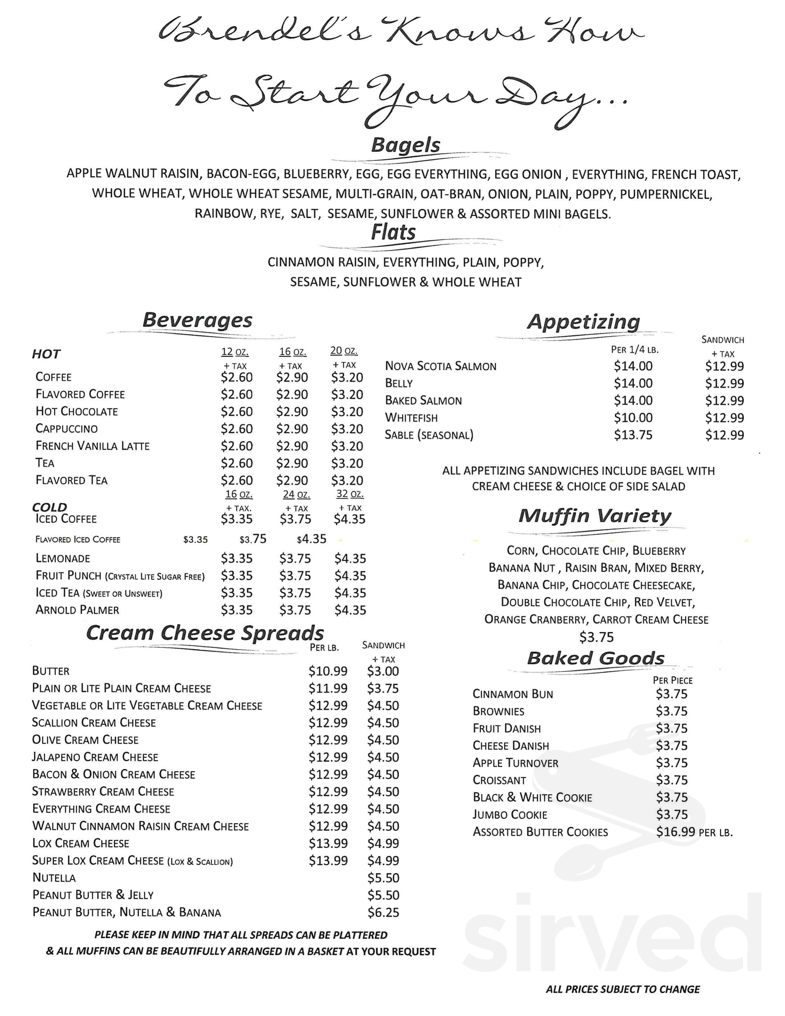 Brendel's BagelsCatering Long Island menu in Huntington, New York, USA