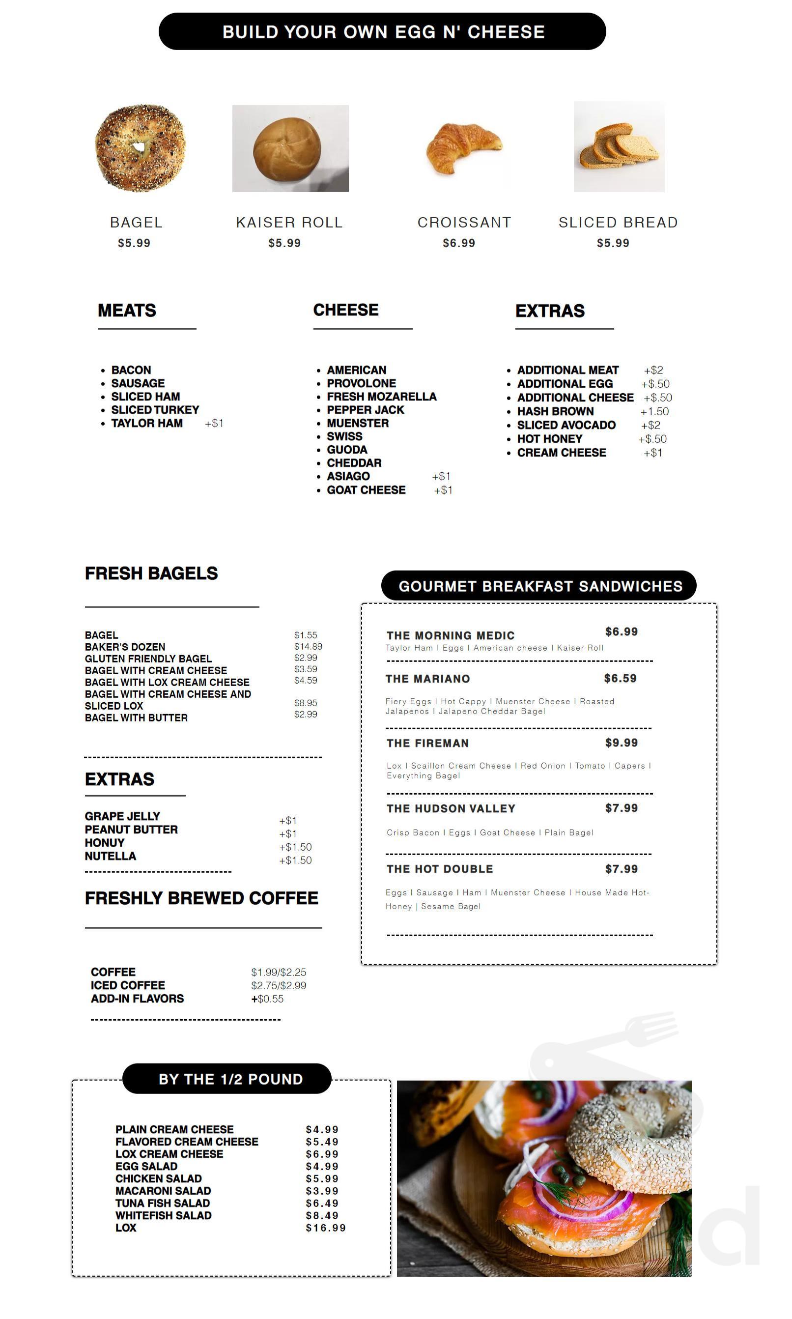 Bongiorno bagels menu in gilbert arizona usa