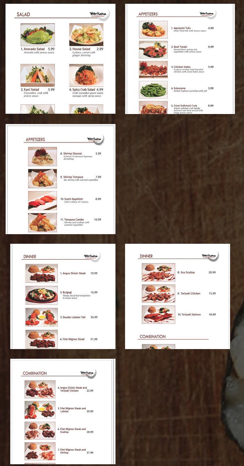 Yokohama japanese restaurant menu in montgomery alabama usa