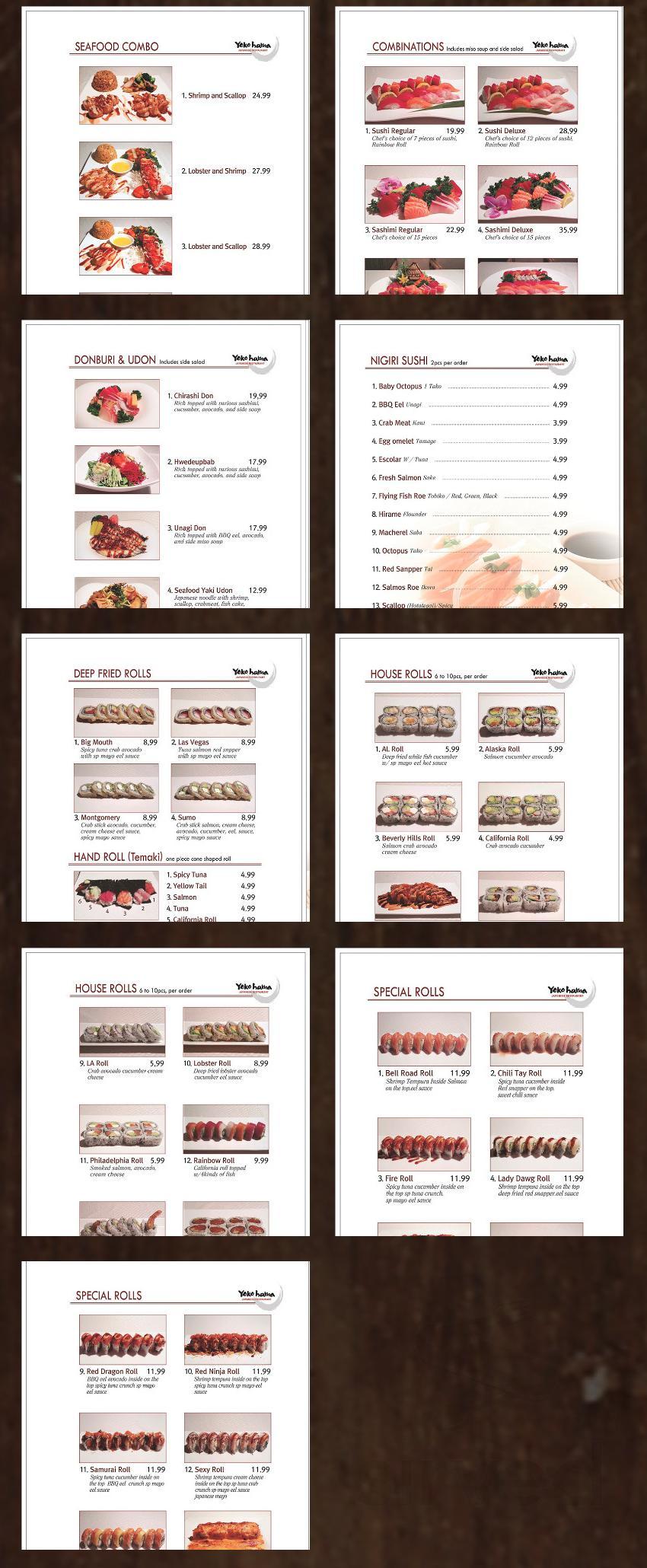 Yokohama japanese restaurant menu in montgomery alabama usa