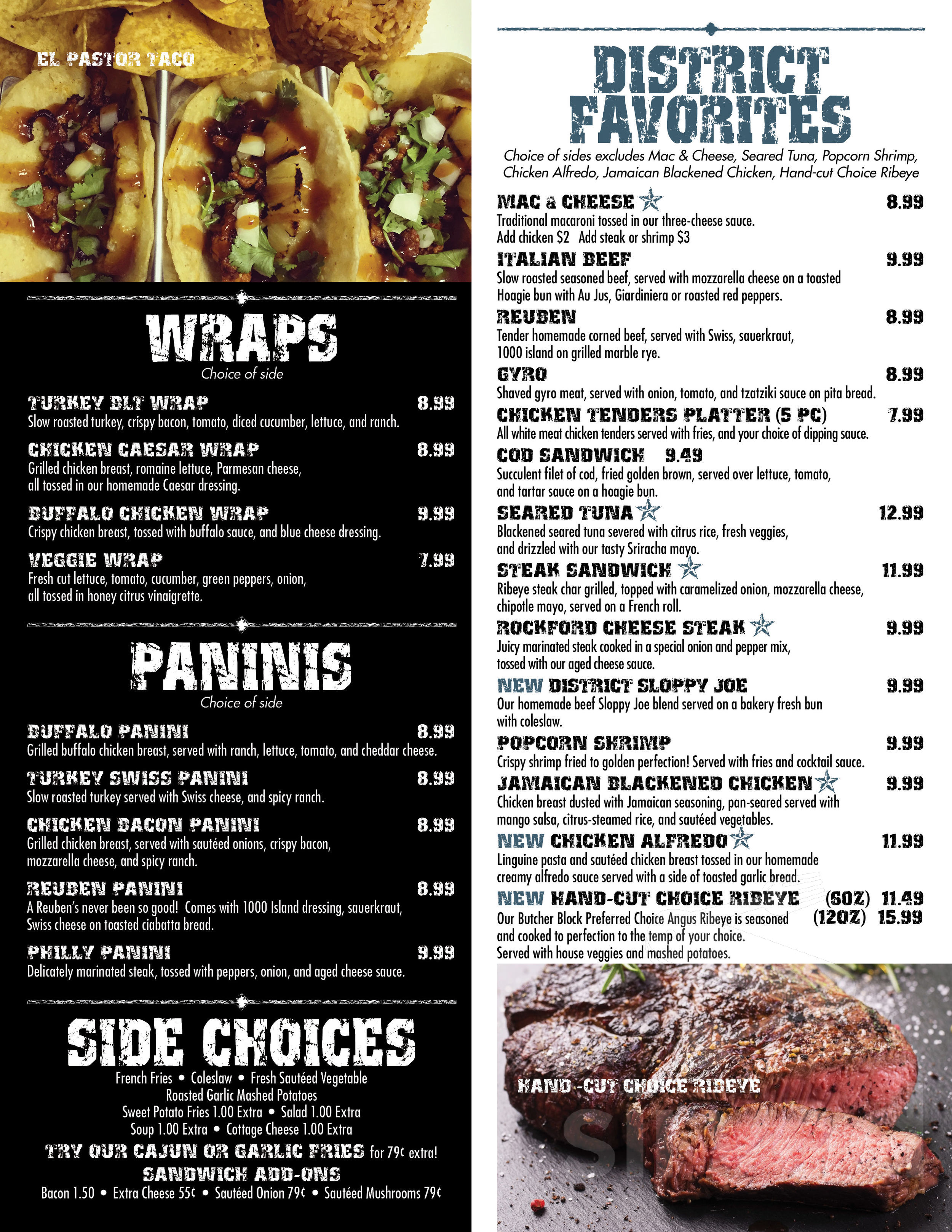 District Bar and Grill menus in Rockford, Illinois, United States