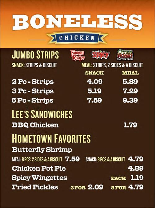 Lee's Famous Recipe Chicken menu in Cincinnati, Ohio, USA