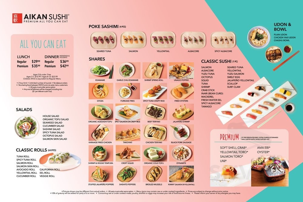 Aikan Sushi & Ramen menu in Artesia, California, USA