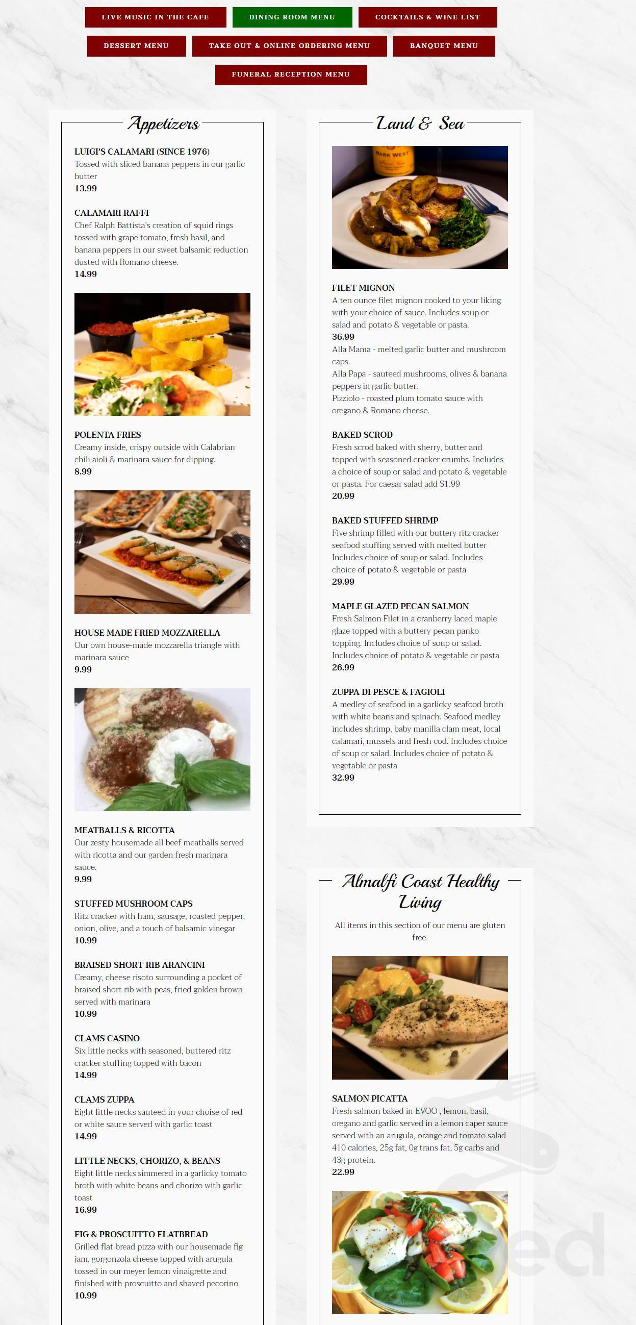 Menu - Johnston RI's Luigi's Restaurant & Gourmet Express | Sirved