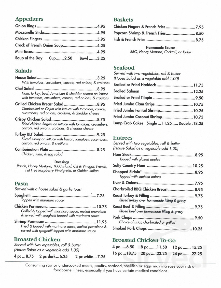Mary Jane's Restaurant menu in York, Pennsylvania
