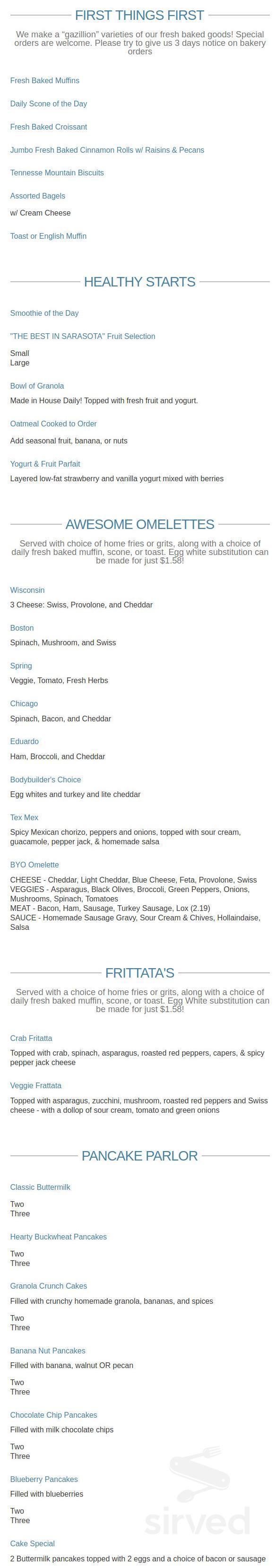 Original Word of Mouth Venice menu in Venice, Florida, USA