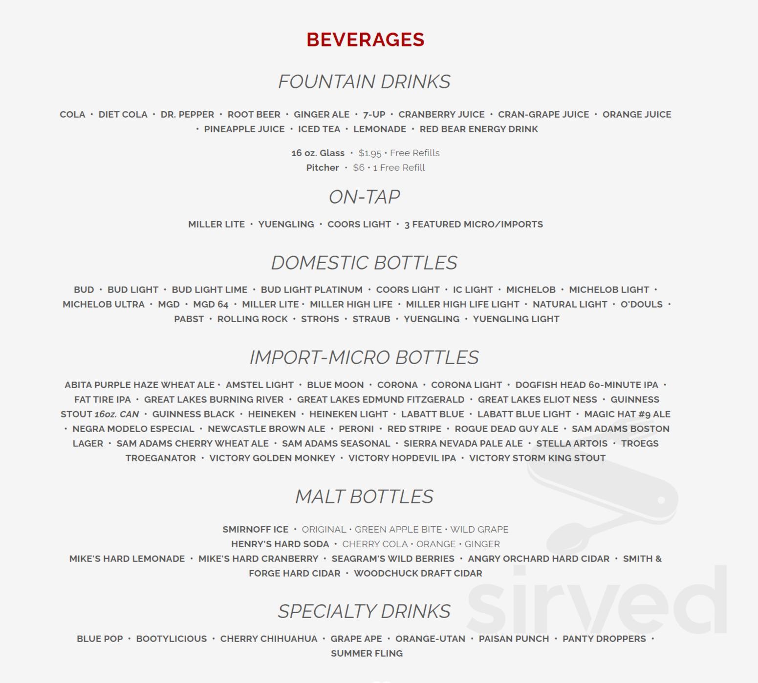 Our Gang's Lounge Inc menus in Sharon, Pennsylvania, United States