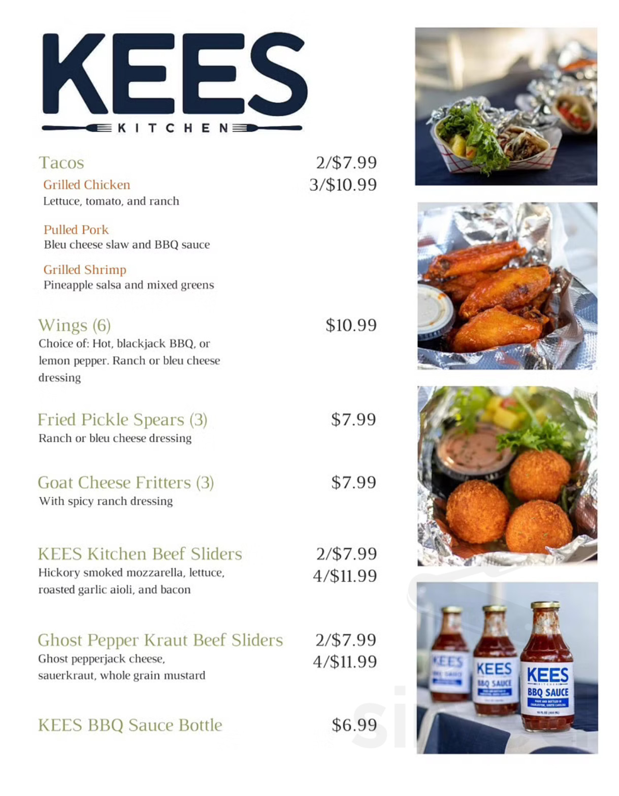 Kees Kitchen menu in North Charleston, South Carolina, USA