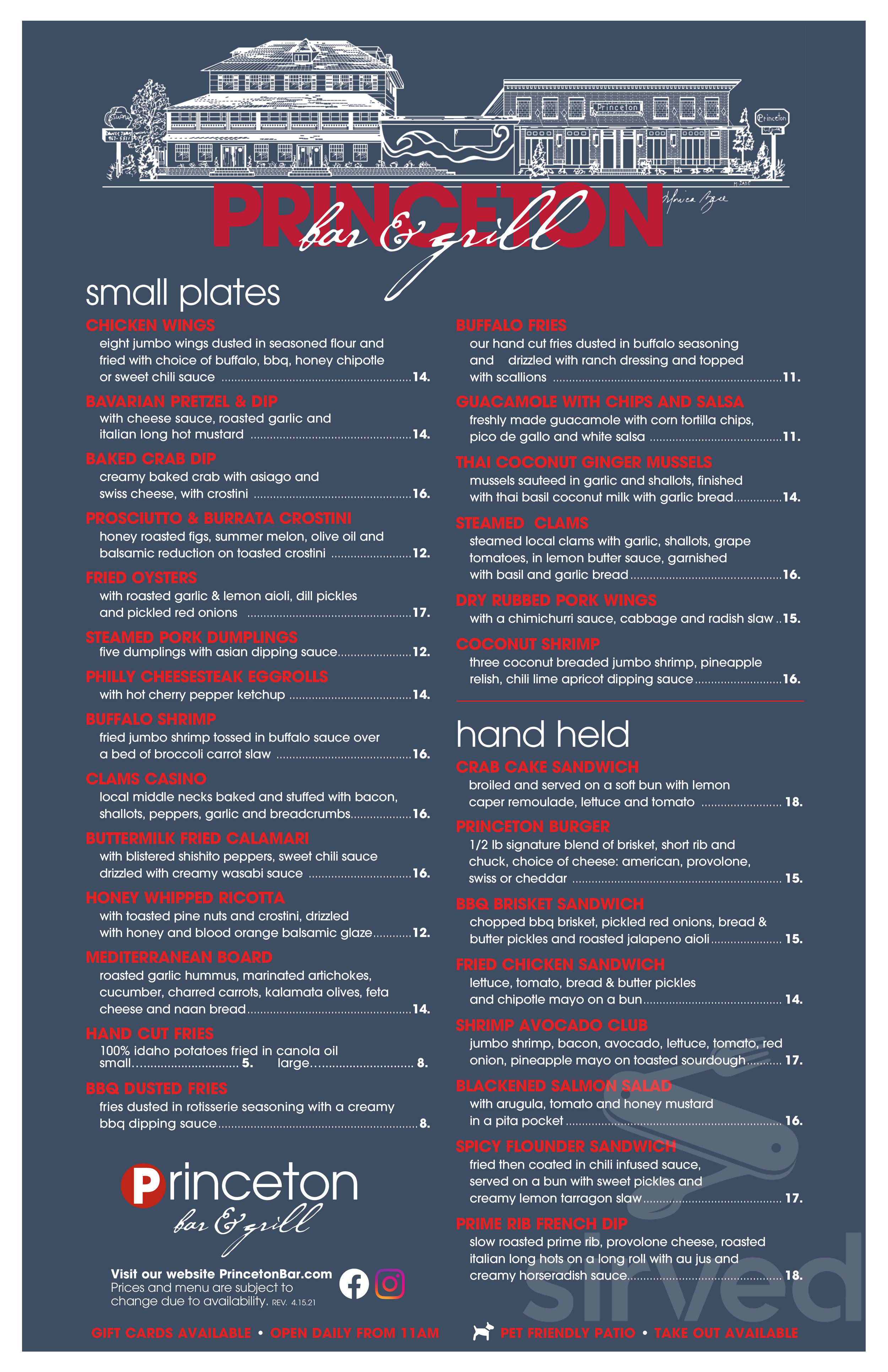 Princeton Bar & Grill menu in Avalon, New Jersey, USA