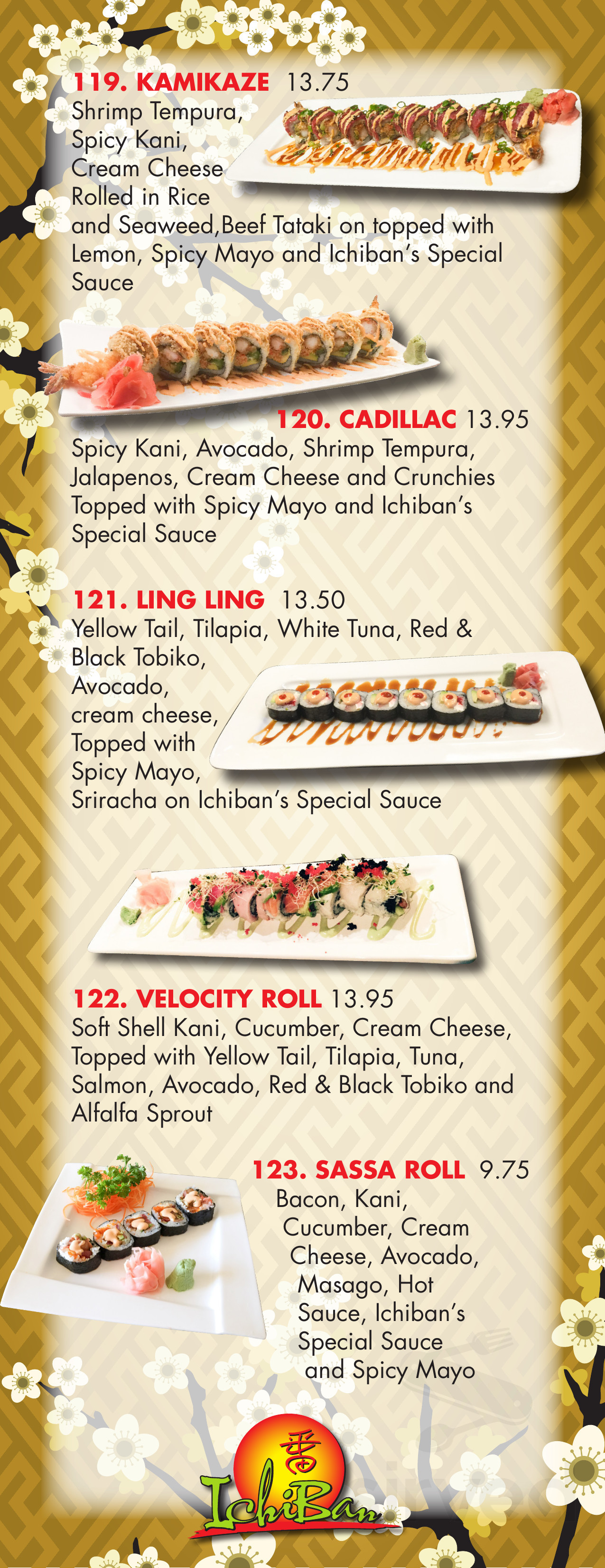 Ichiban Japanese Steakhouse and Sushi Bar menus in Sioux City, Iowa