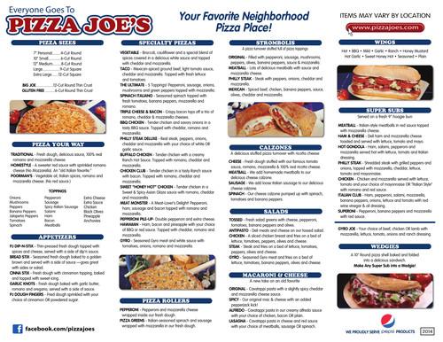 Pizza Joe's menu in Hermitage, Pennsylvania, USA