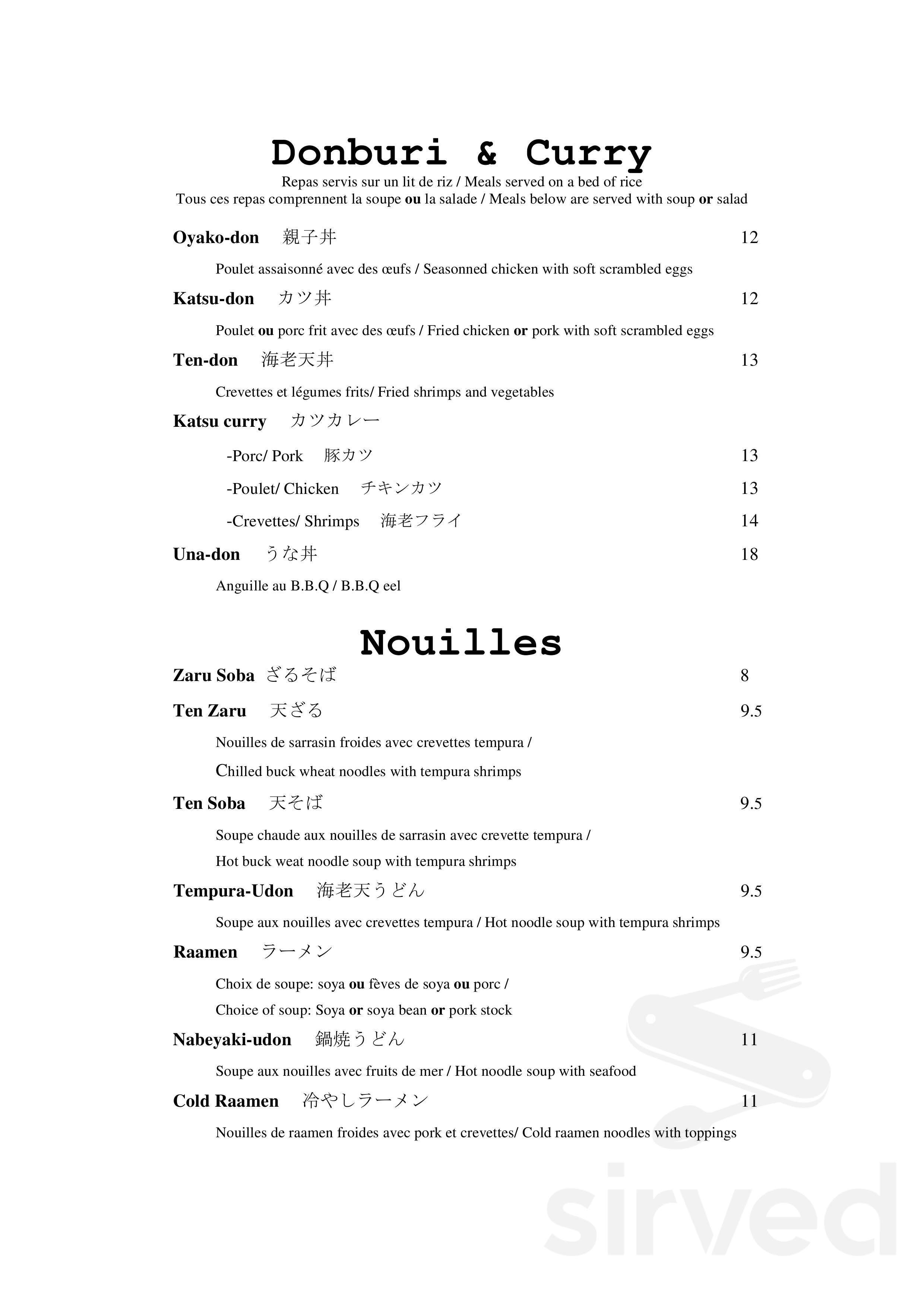 Sushi Yasu Brossard menu in Brossard, Quebec