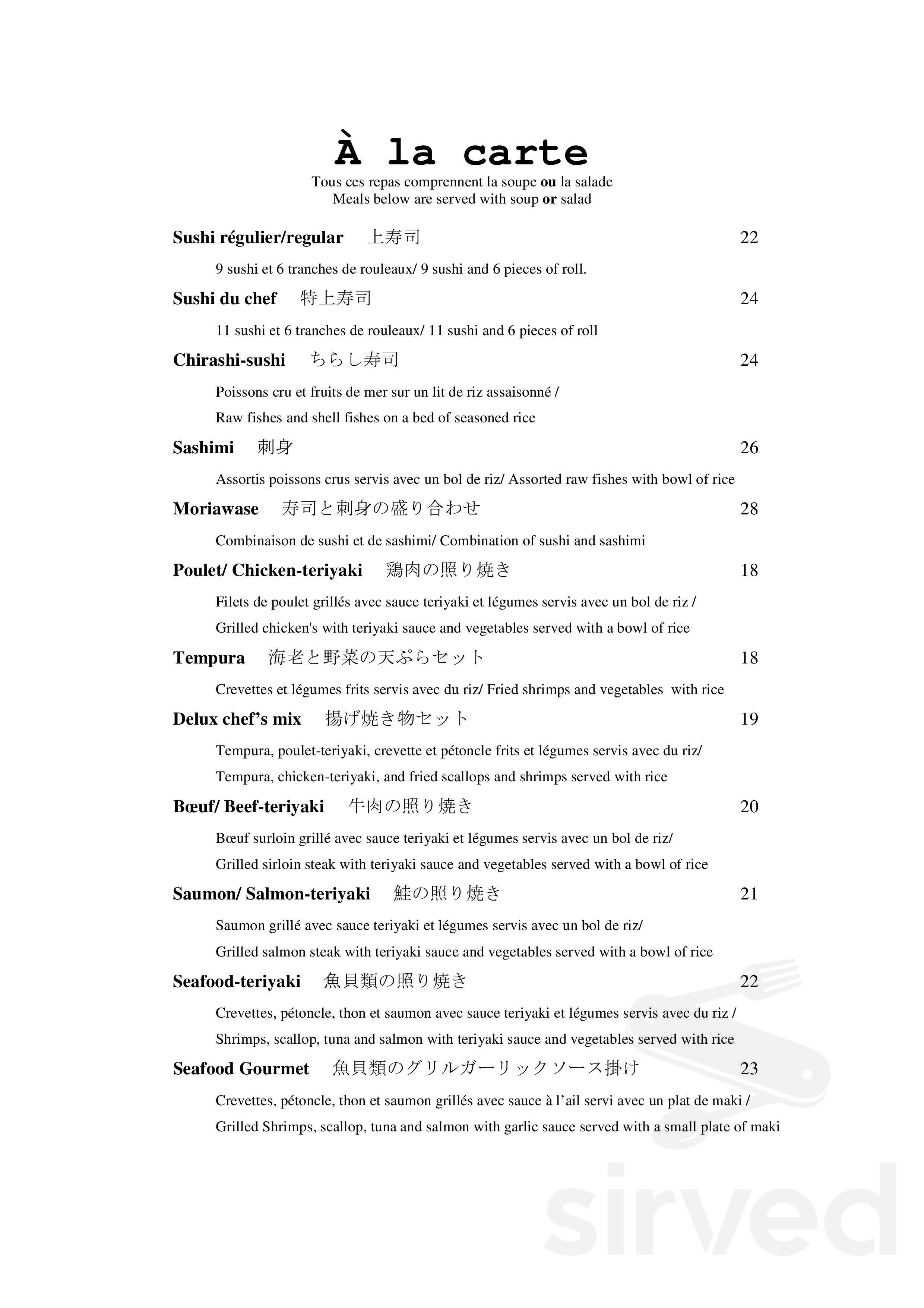 Sushi Yasu Brossard menu in Brossard, Quebec