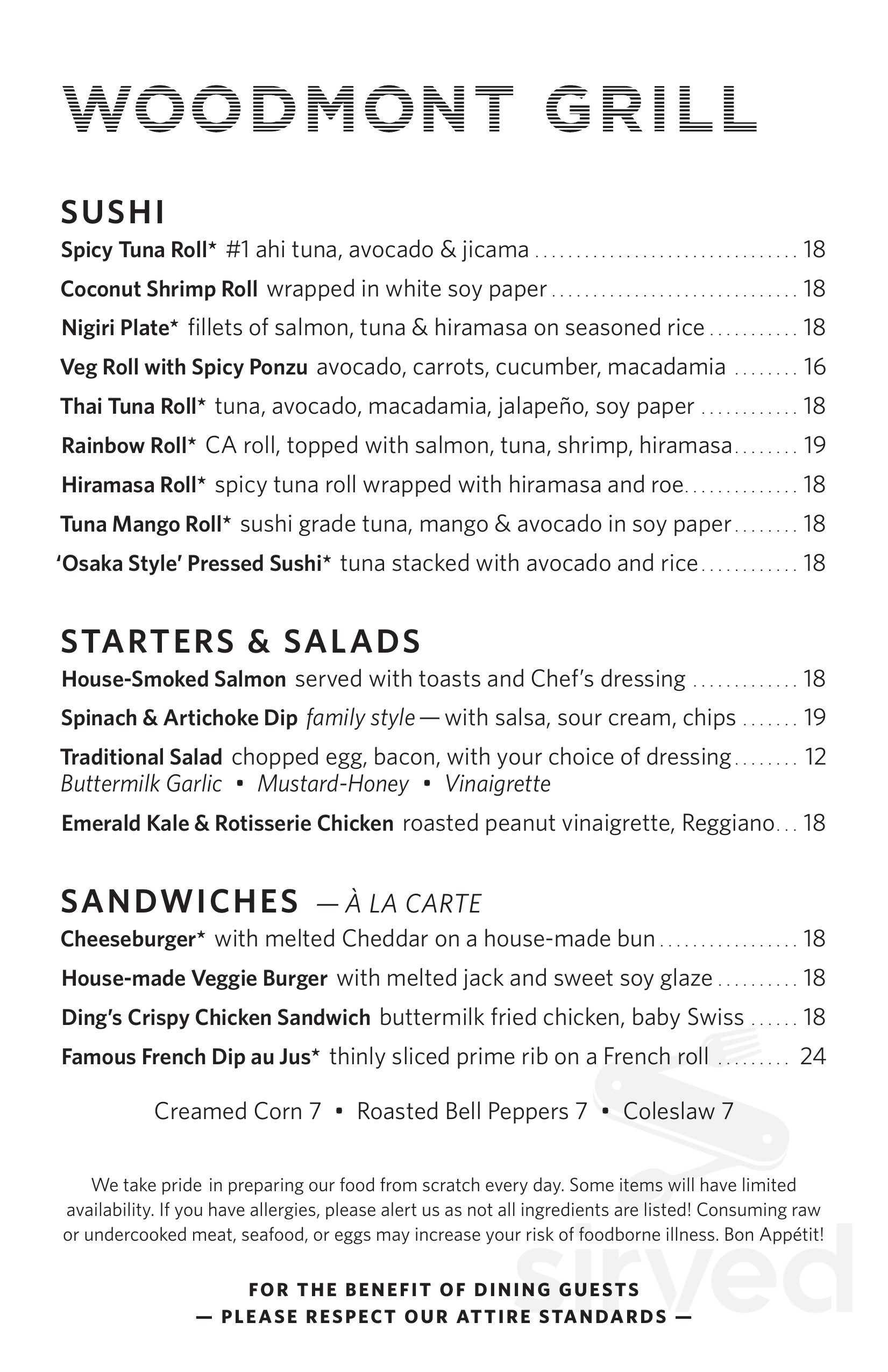 Woodmont Grill menu in Bethesda, Maryland, USA