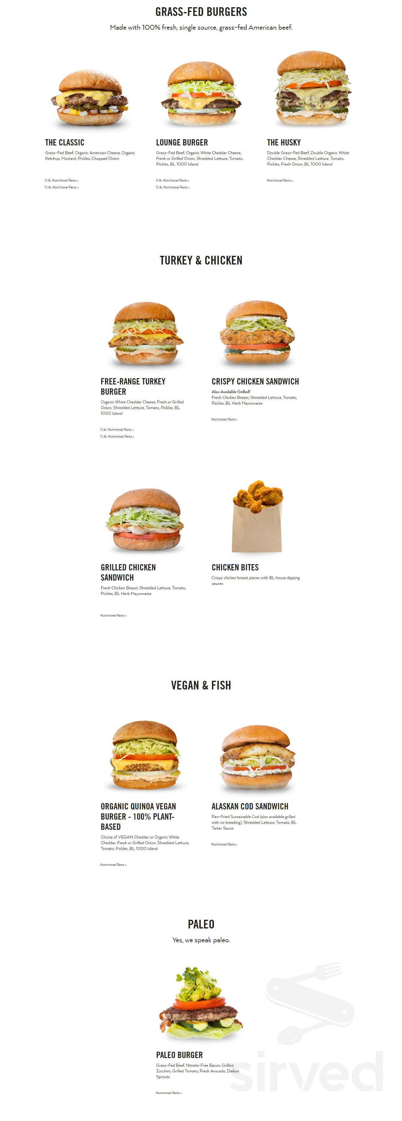 Burger Lounge menu in Del Mar, California