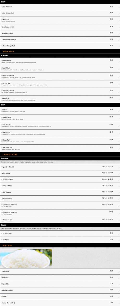 Red bowl menu in Jacksonville, Florida, USA