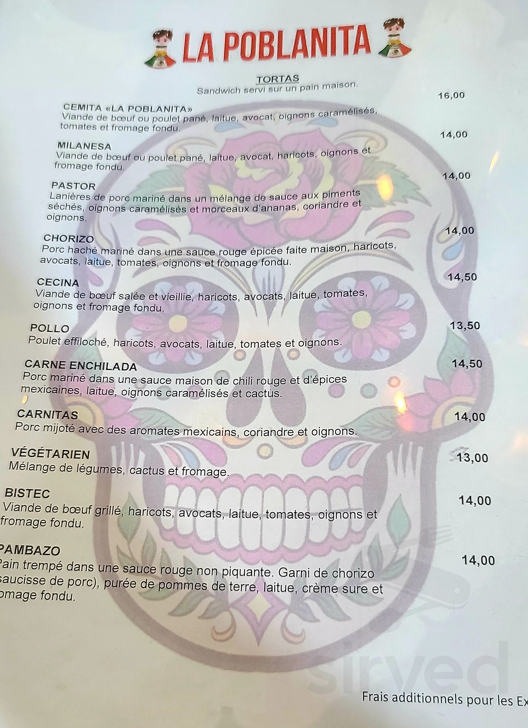 Marche La Poblanita Mx Inc. menu in Brossard, Quebec J4X 1V7