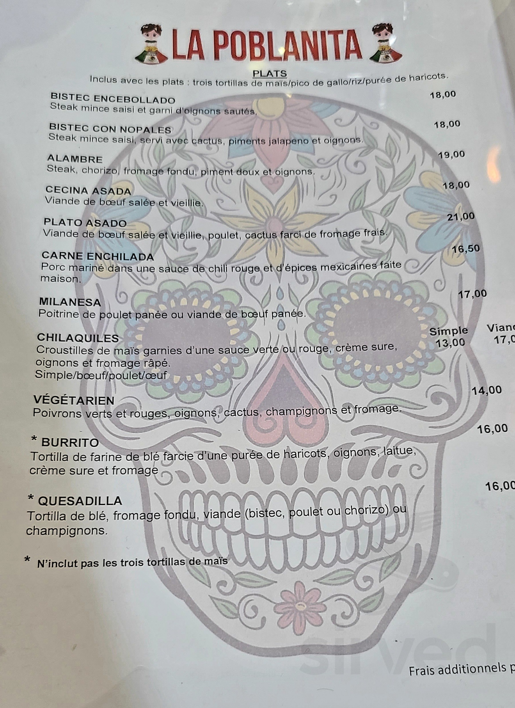 Marche La Poblanita Mx Inc. menu in Brossard, Quebec J4X 1V7