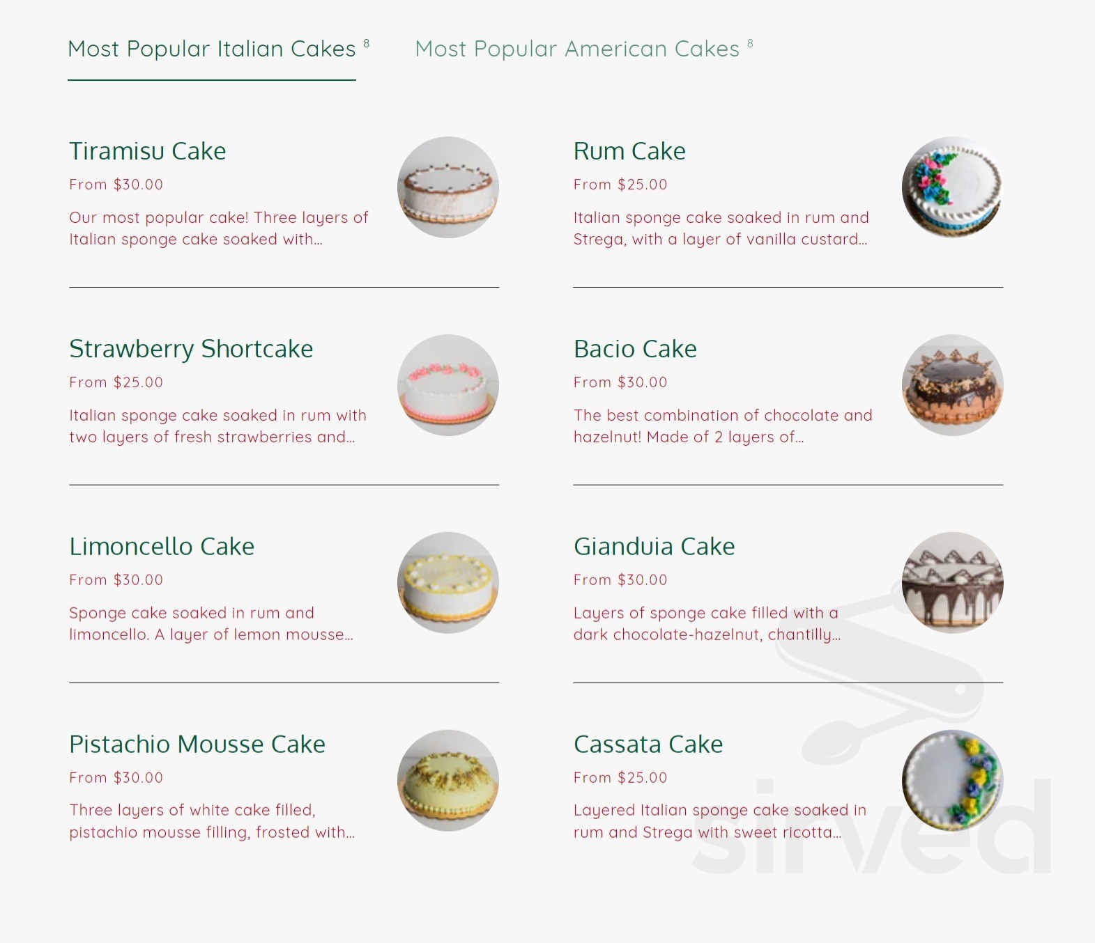 Modern Pastry menu in Boston, Massachusetts, USA