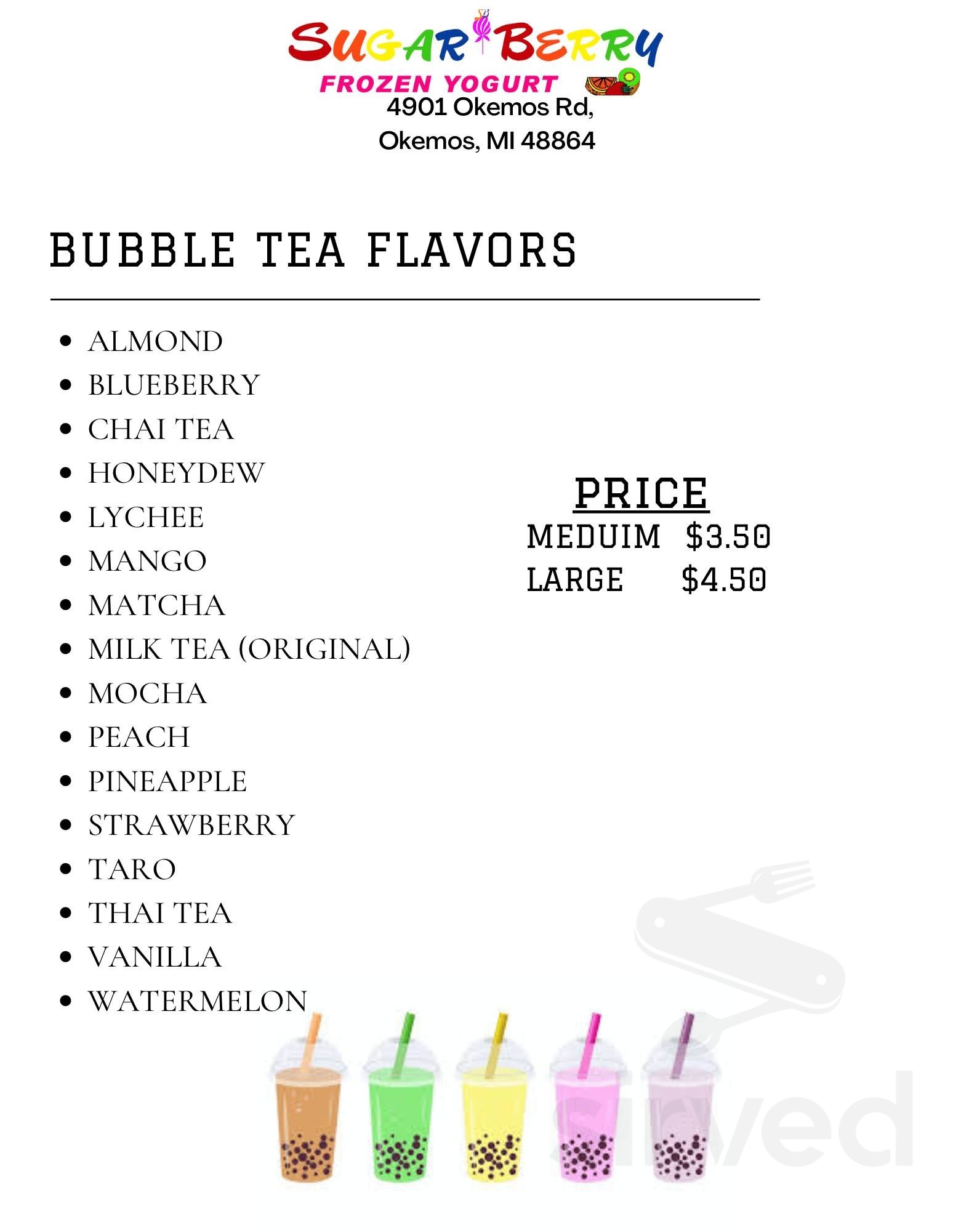 Sugar Berry Frozen Yogurt menu in Lansing, Michigan, USA