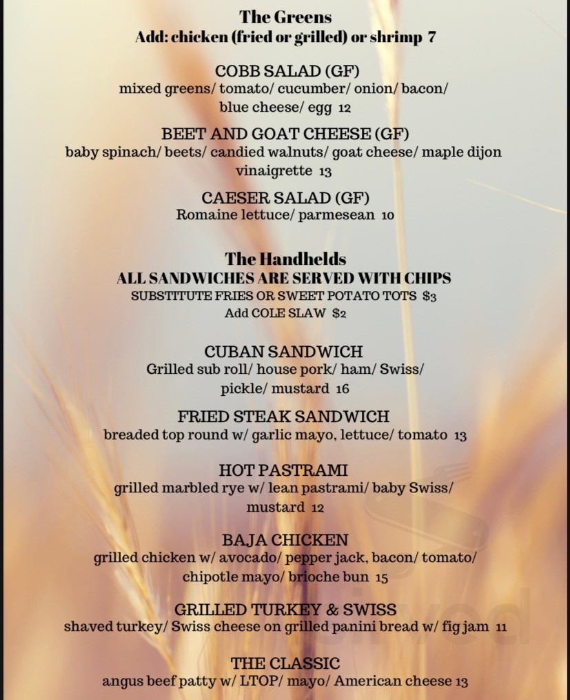 The Whiskey Kitchen menu in Augusta, Maine, USA