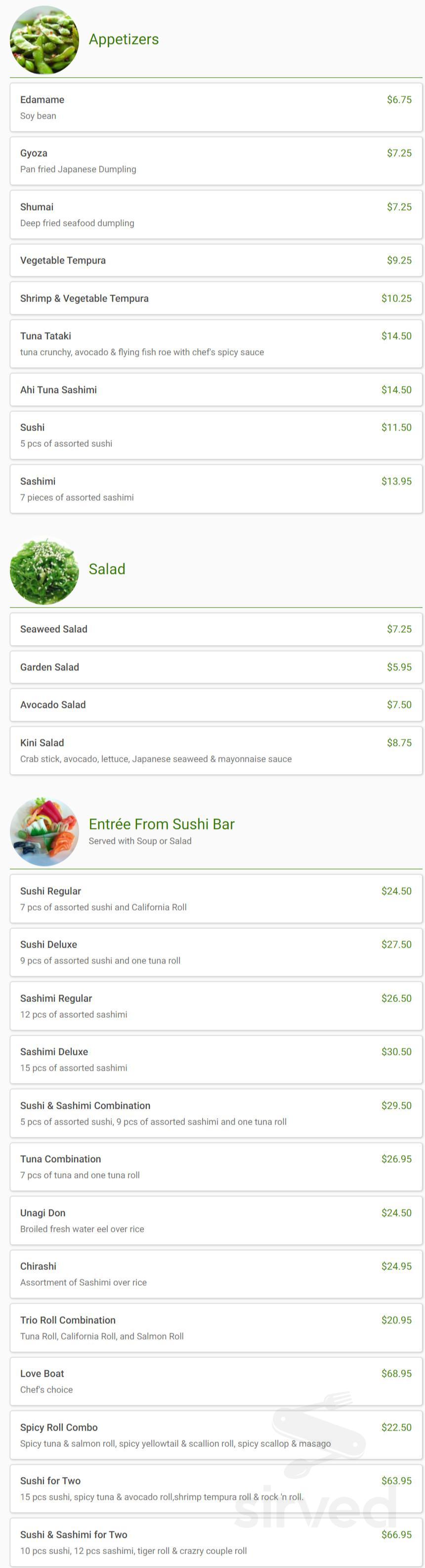 Asian Garden menu in Bristow, Virginia, USA