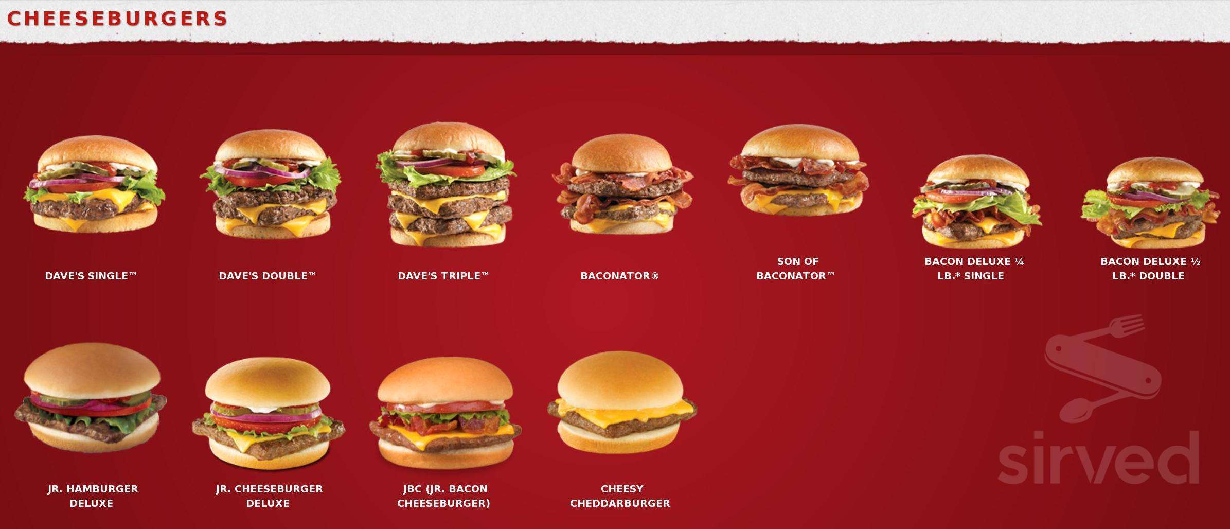 Wendy's menu in Gibsons, British Columbia