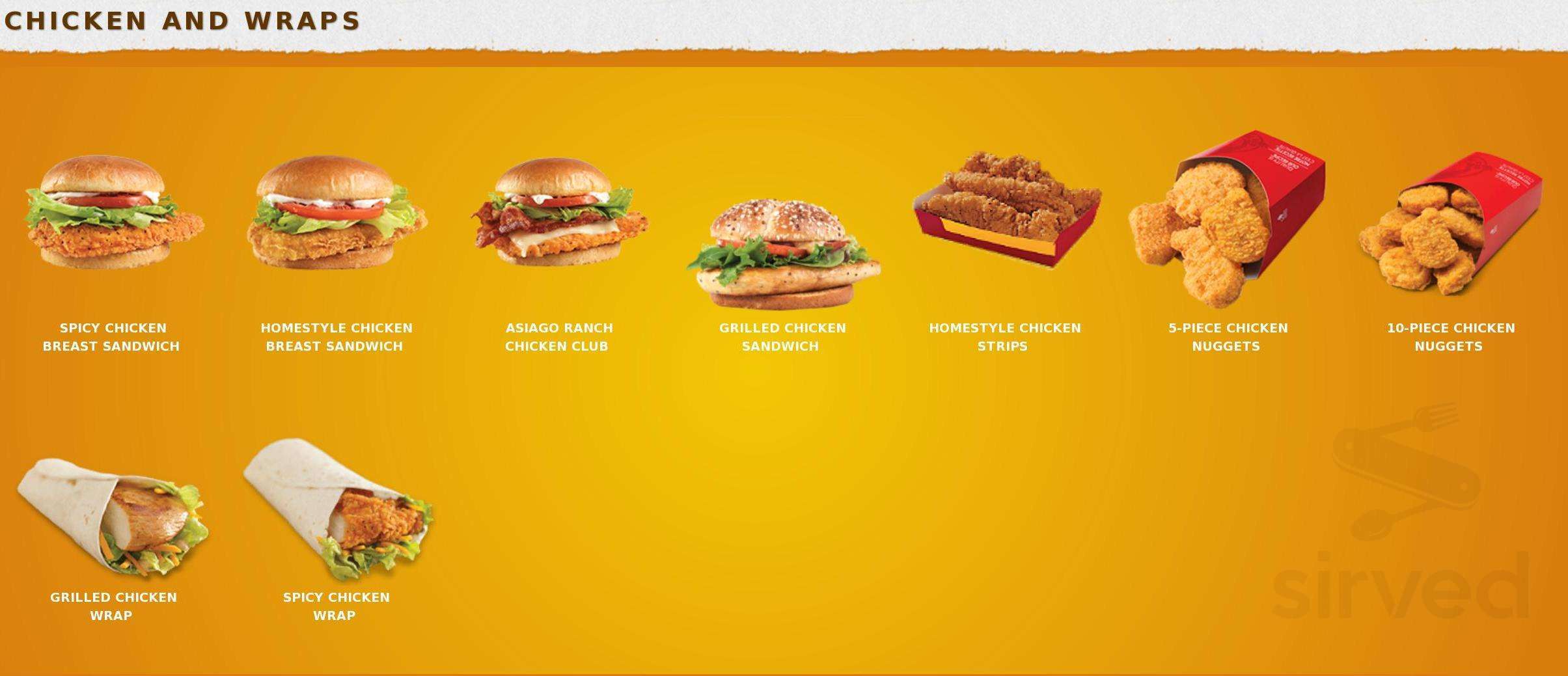 Wendy's menu in Gibsons, British Columbia