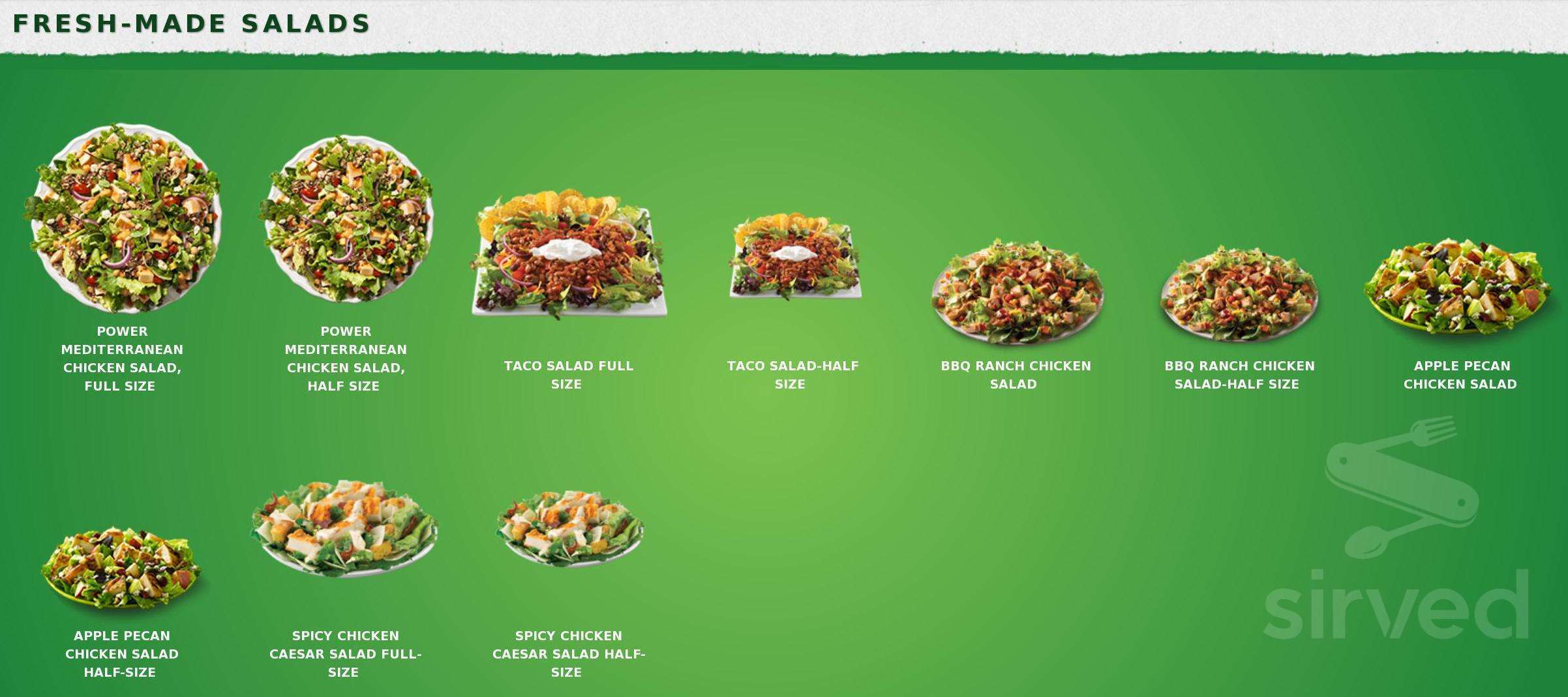 Wendy's menu in Gibsons, British Columbia