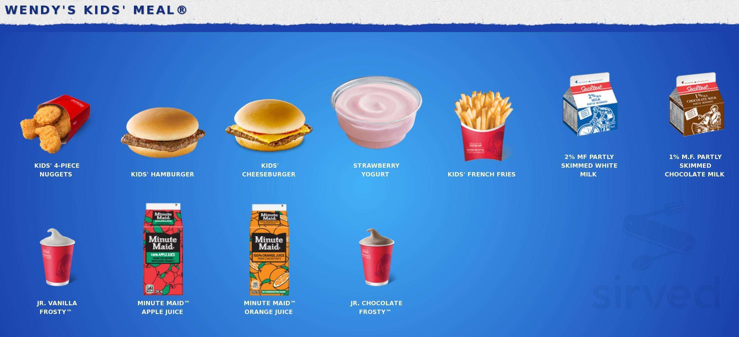 Wendy's kids menu in Gibsons, British Columbia