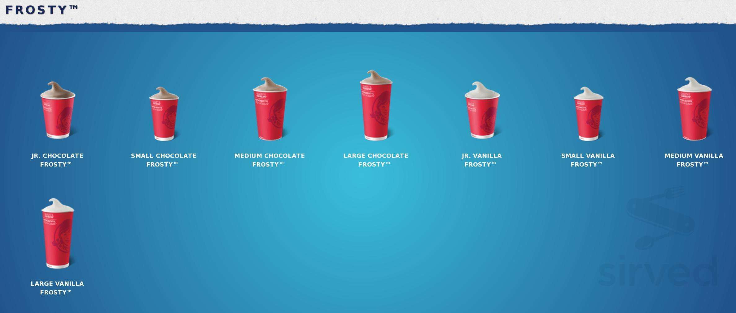 Wendy's dessert menu in Gibsons, British Columbia