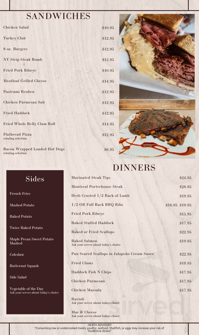 Stress Free Moose Pub Cafe menu in Greenville Maine USA