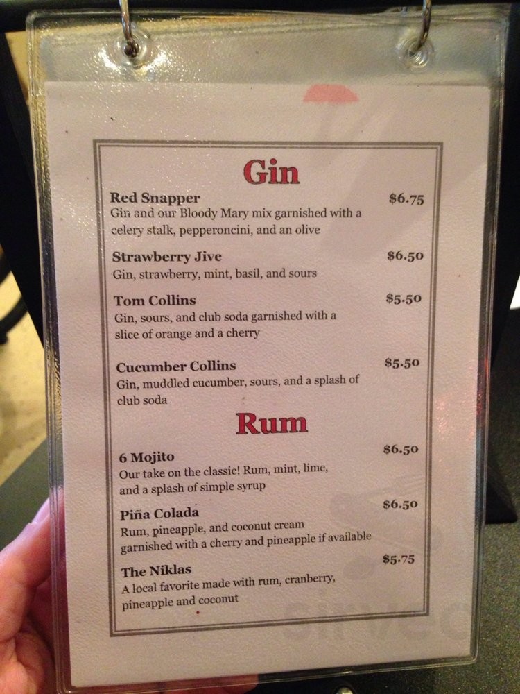 CJ Spirits menu in Kane, Pennsylvania, USA