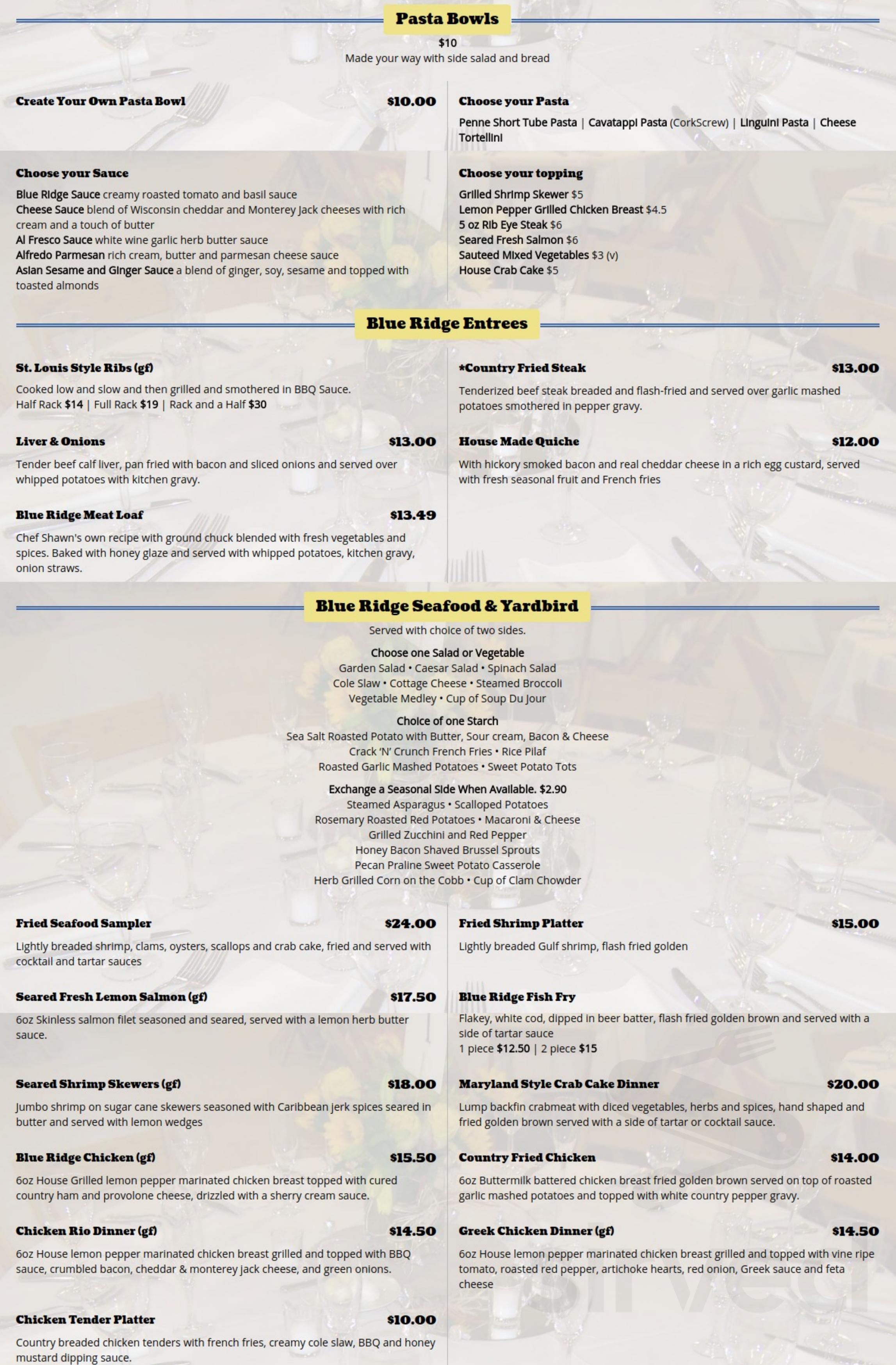 Blue Ridge Cafe Menu - Ruckersville VA's Blue Ridge Cafe & Catering | Sirved