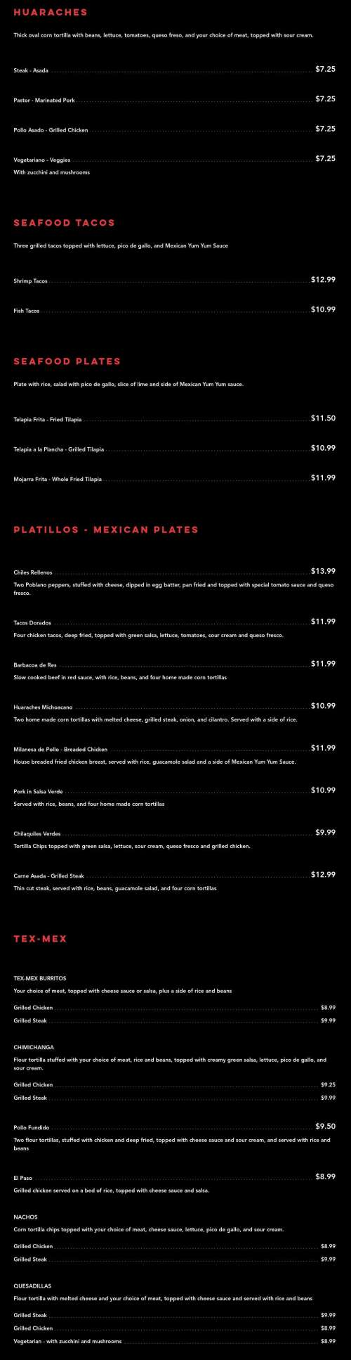 Taqueria Los Atlantes menu in Hayesville, North Carolina, USA