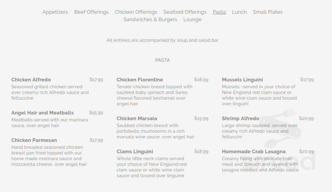 Zach Greenlee's Fireside Restaurant & Lounge menu in Hagerstown