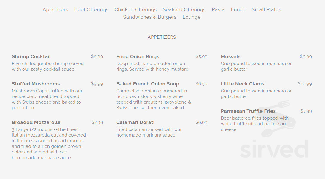 Zach Greenlee's Fireside Restaurant & Lounge menus in Hagerstown