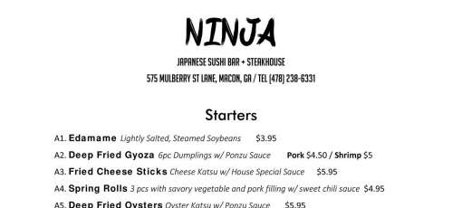 Ninja Decatur Al Menu Menu for Ninja Japanese Sushi and Hibachi Steakhouse in Macon, GA | Sirved