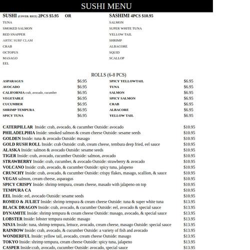 Chopstix Asian Bistro menu in Casper, Wyoming, USA